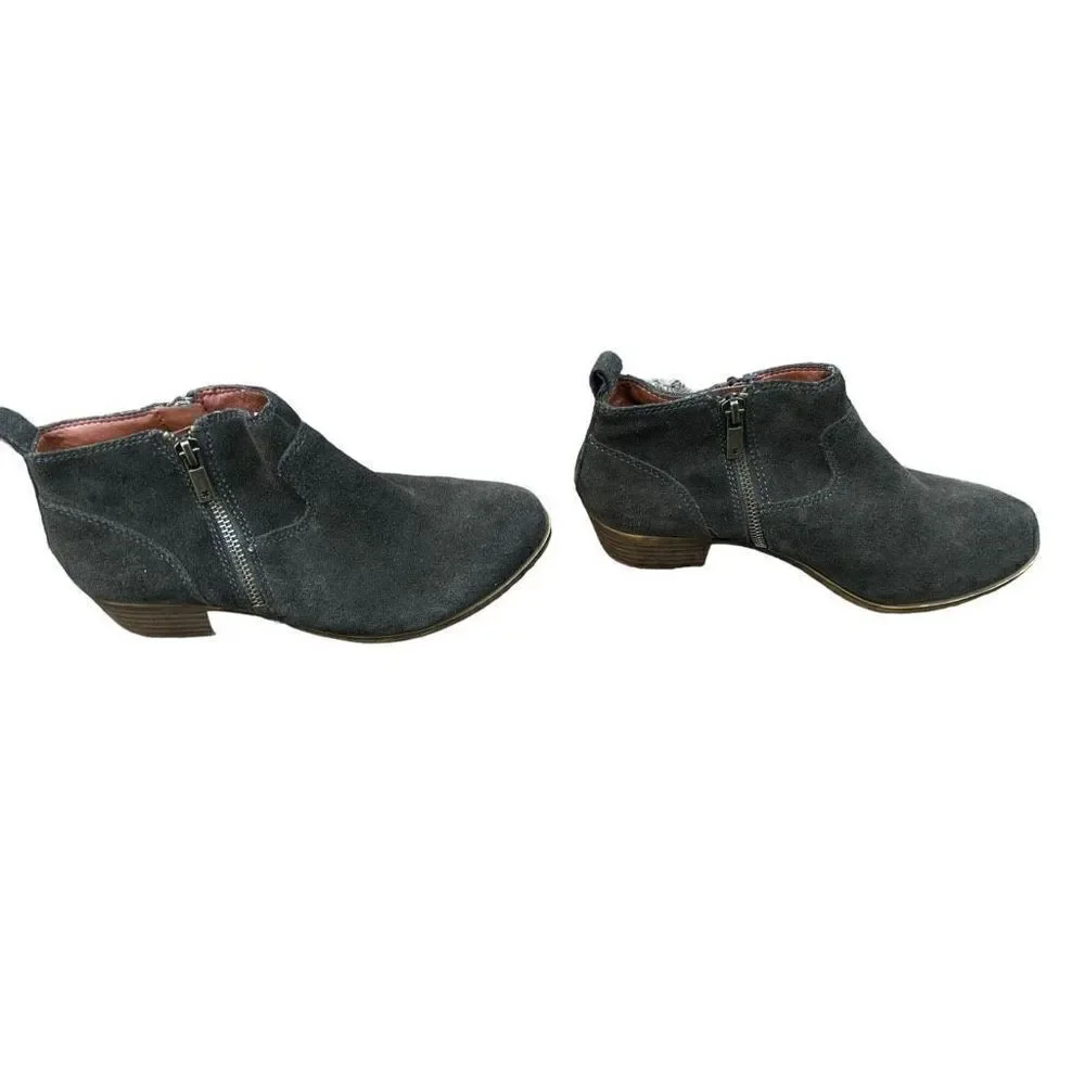 LUCKY BRAND BeTwixt Olive Green Suede Zip-up Bootie Size 6